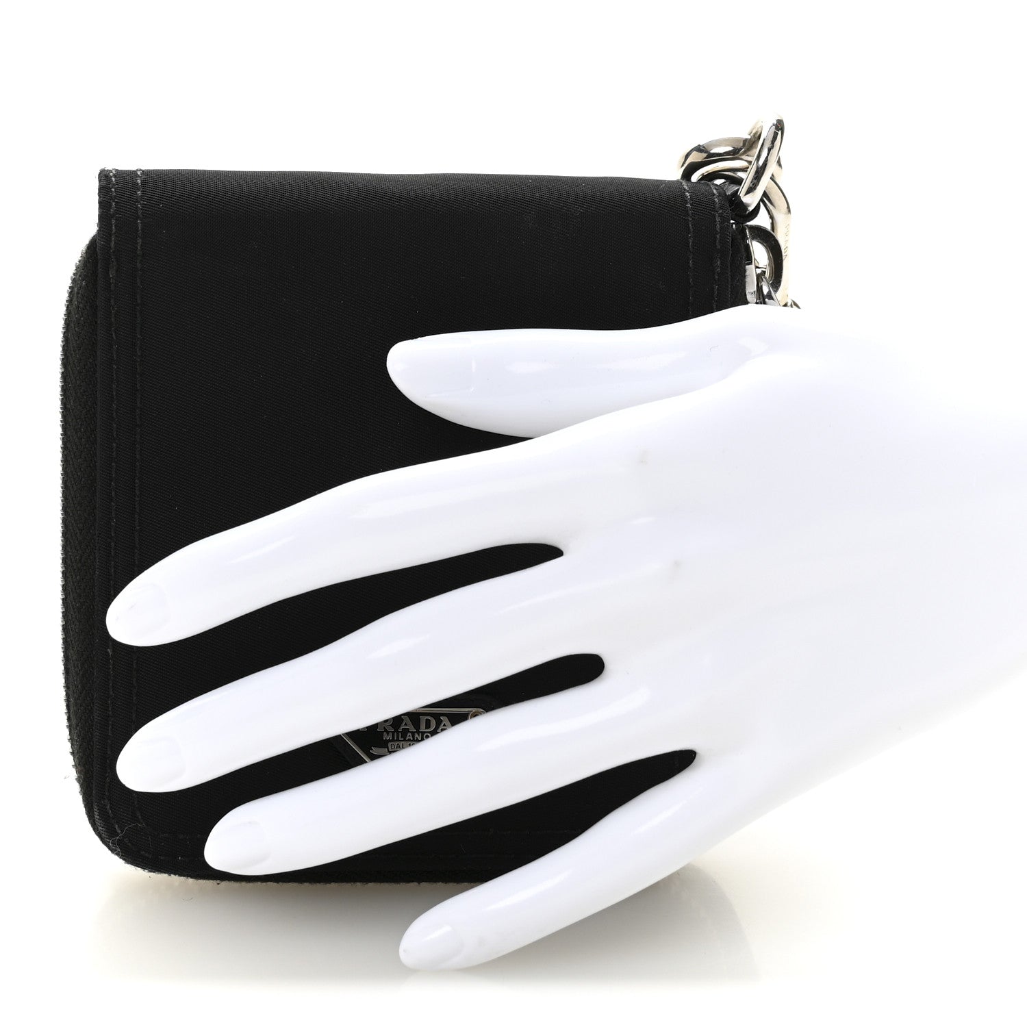 Prada Tessuto Nylon Zip Around Wallet On Strap Black 2 of 7