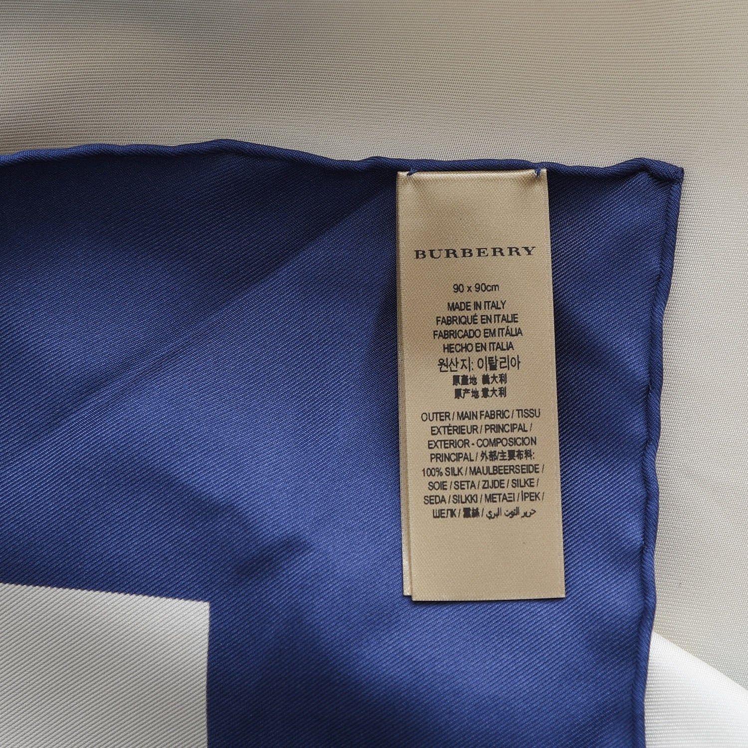 Burberry Silk Scribble Archive Crest Square Scarf Bright Navy 5 of 5
