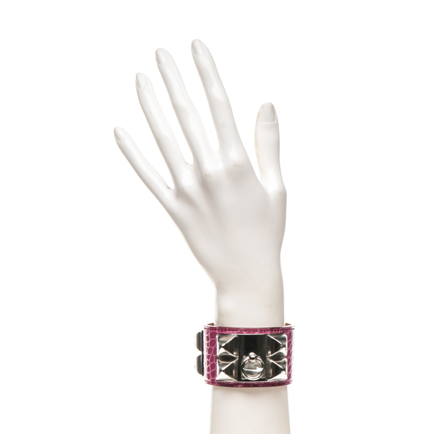 Hermes Shiny Alligator Collier De Chien CDC Bracelet S Fuchsia 2 of 7