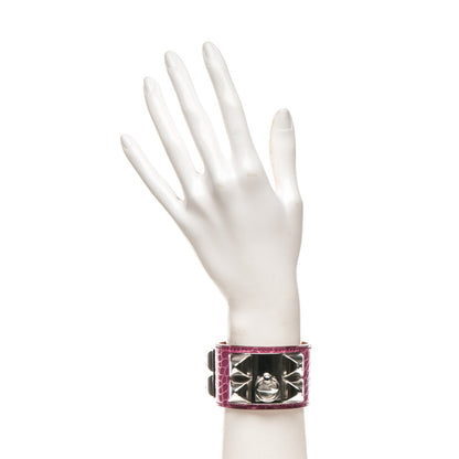 Hermes Shiny Alligator Collier De Chien CDC Bracelet S Fuchsia 2 of 7