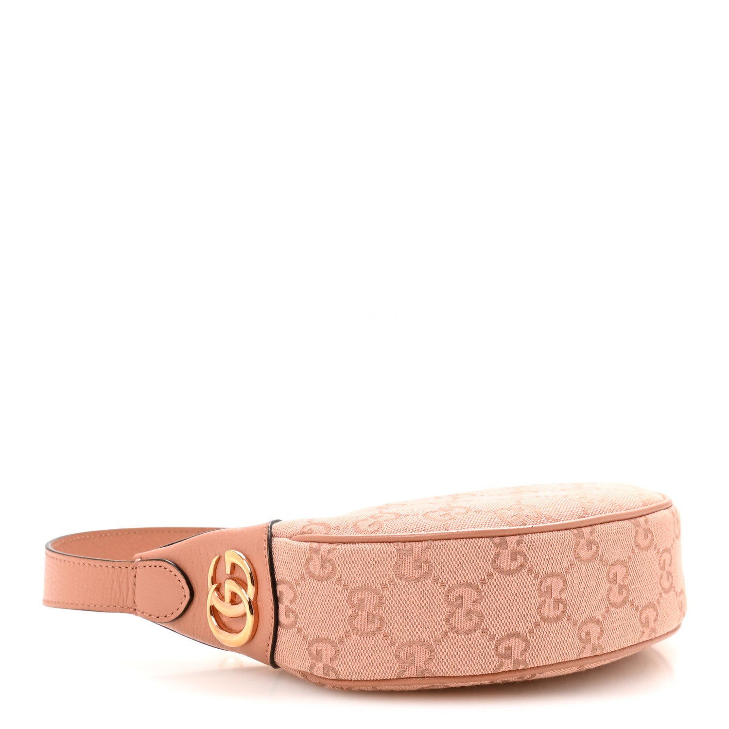 Gucci GG Supreme Monogram Textured Calfskin Web Mini Ophidia Half Moon Hobo Rose Pink 4 of 10
