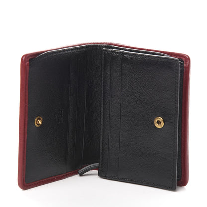 Gucci Vintage Effect Calfskin Matelasse Diagonal Torchon GG Marmont Card Case Wallet Black Romantic Cherry 5 of 8