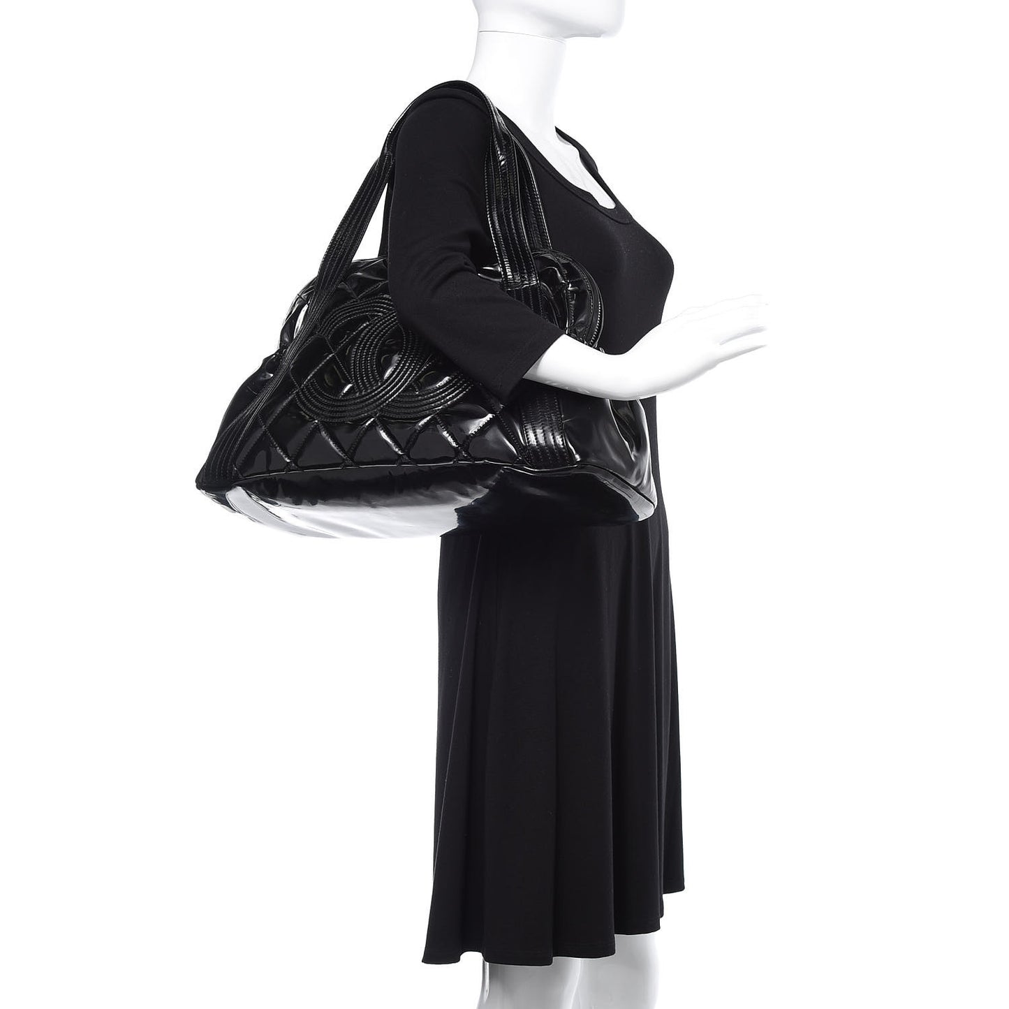 Vinyl Quilted CC Large Tote Black