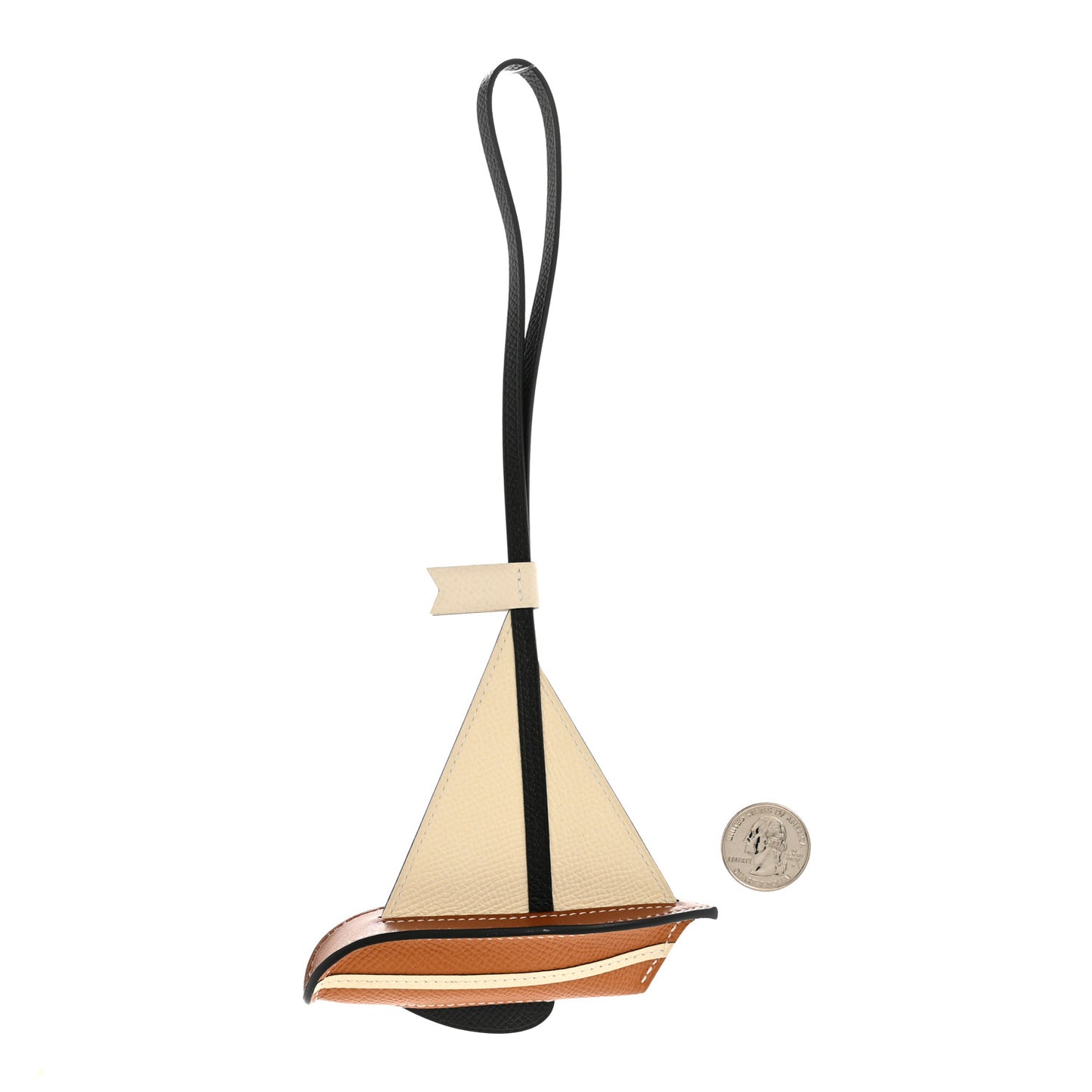 Epsom Barenia Sail Boat Bag Charm Black Nata Fauve Toffee