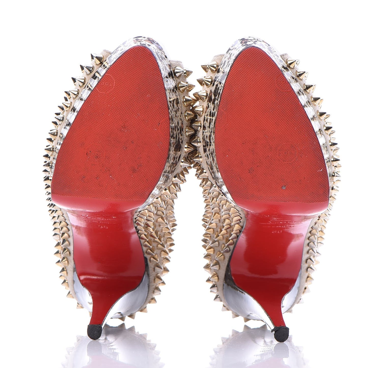 Veau Velours Patent Lady Peep Spikes 150 Pumps 36 Stone