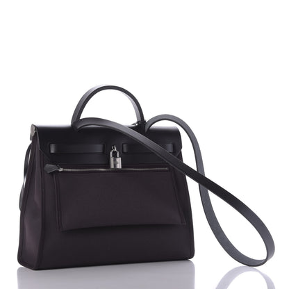 Hermes Military Toile Vache Hunter Herbag Zip PM 31 Prune Black 4 of 11