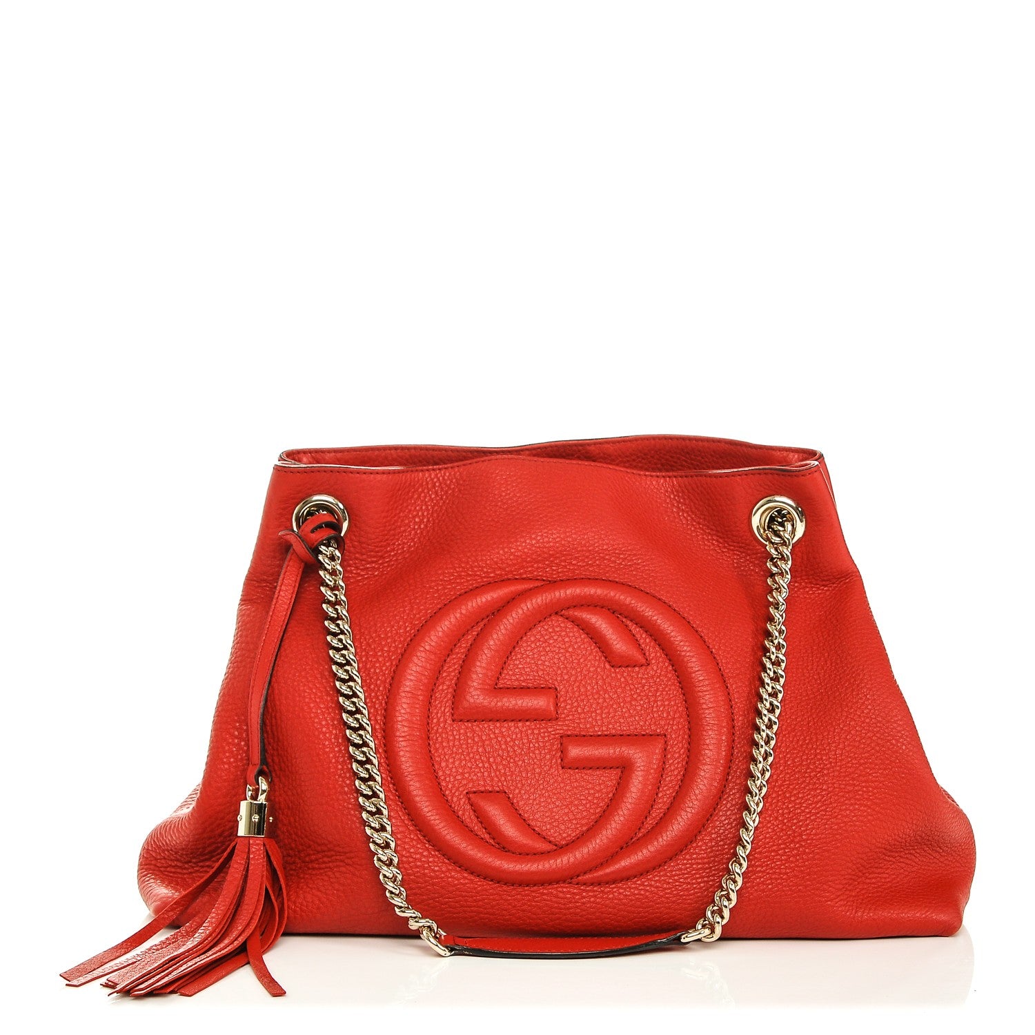 Gucci Pebbled Calfskin Medium Soho Chain Shoulder Bag Tabasco Red 1 of 7