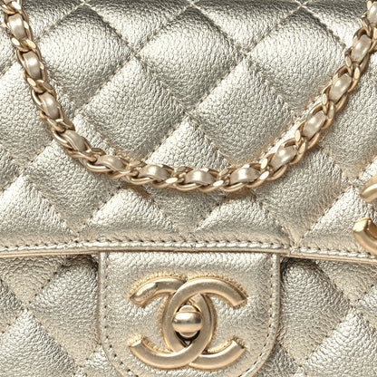Chanel Metallic Caviar Quilted Mini Square CC Slide Flap Gold 8 of 11