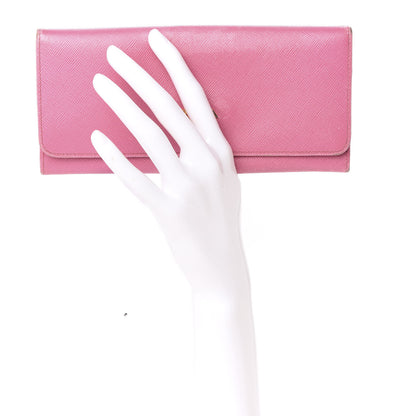 Prada Saffiano Metal Continental Flap Wallet Geranio 2 of 10