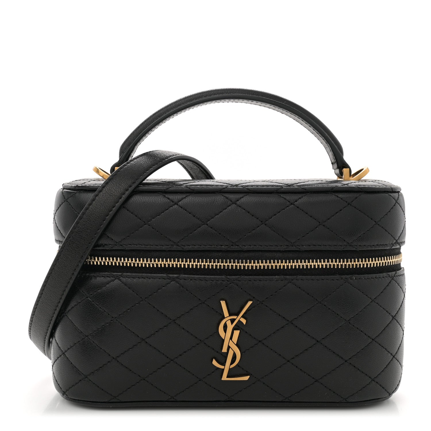 Saint Laurent Lambskin Quilted Mini Gaby Vanity Case Black 1 of 10