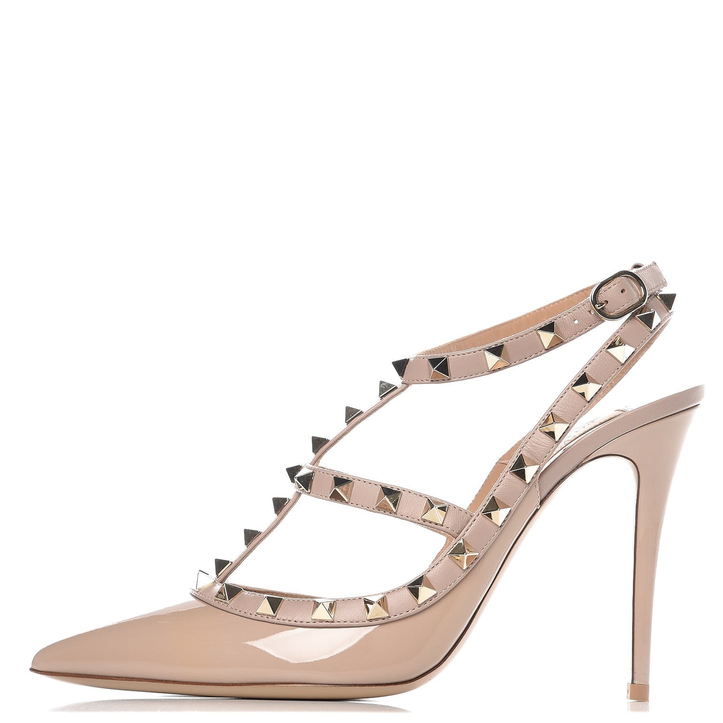 Patent Nappa Rockstud Ankle Strap 100mm Pumps 39.5 Poudre