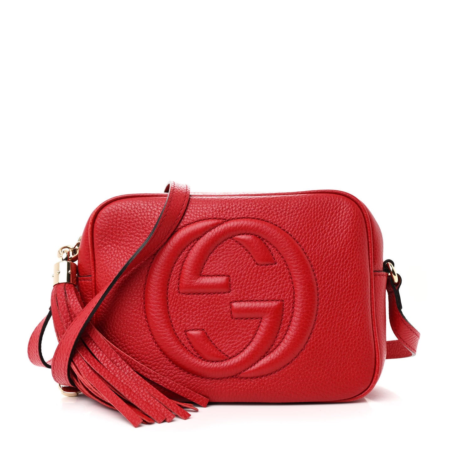 Pebbled Calfskin Small Soho Disco Bag Vibrant Red