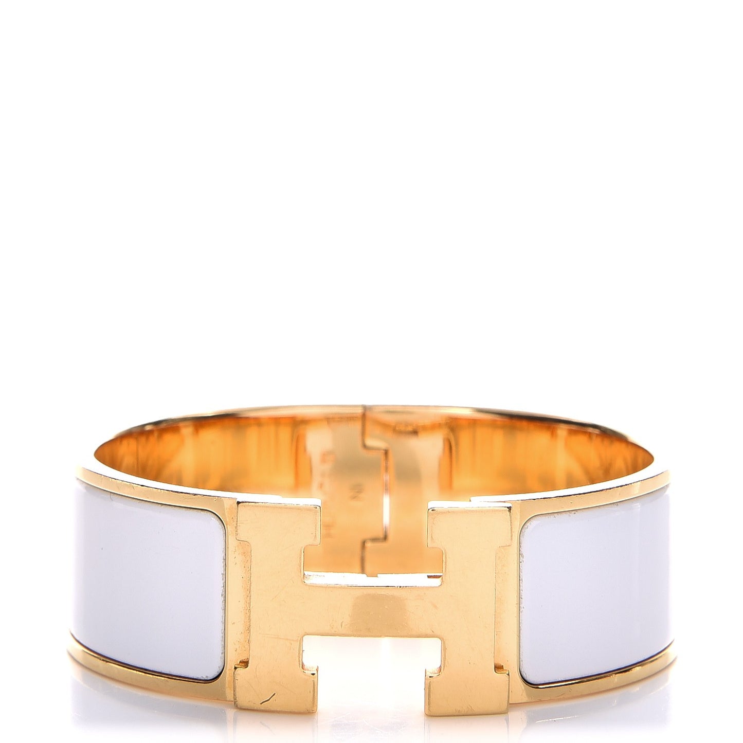 Enamel Wide Clic Clac H Bracelet PM White