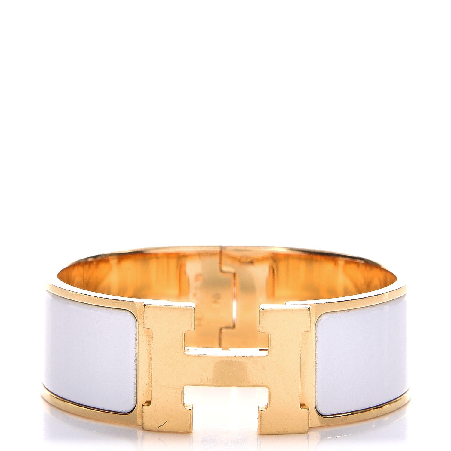 Hermes Enamel Wide Clic Clac H Bracelet PM White 1 of 5