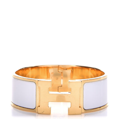 Hermes Enamel Wide Clic Clac H Bracelet PM White 1 of 5