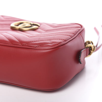 Gucci Calfskin Matelasse Small GG Marmont Chain Shoulder Bag Hibiscus Red 8 of 9