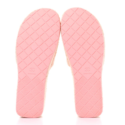 Chanel Terry Cloth CC Wedge Sandals 40 Pink 5 of 9