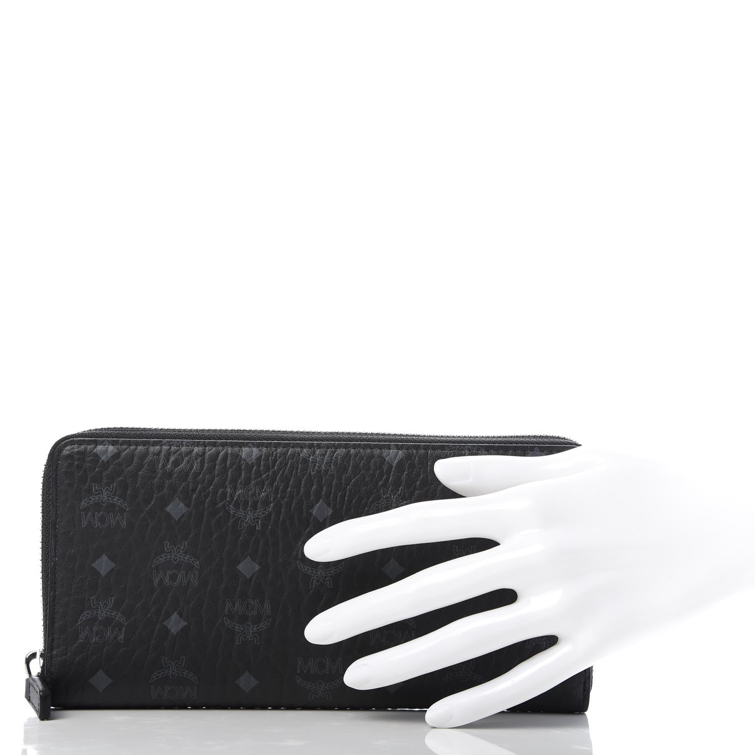 MCM Visetos Large Zip Around Wallet Black 2 of 6