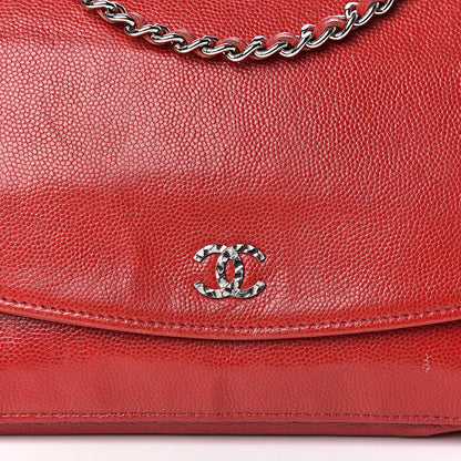 Chanel Caviar Sevruga Wallet on Chain WOC Red 9 of 12