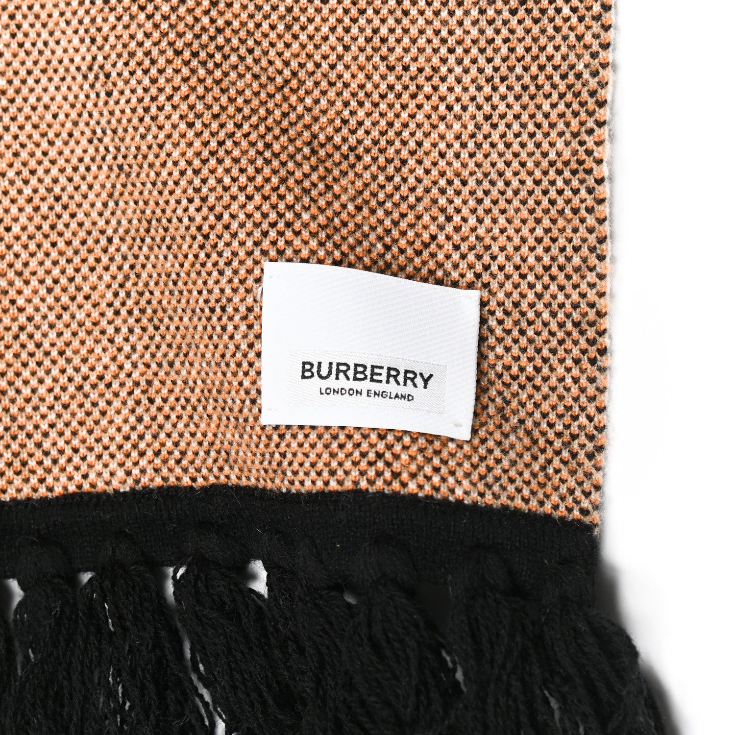 Burberry Cashmere Logo Knit Scarf Black Orange 4 of 5