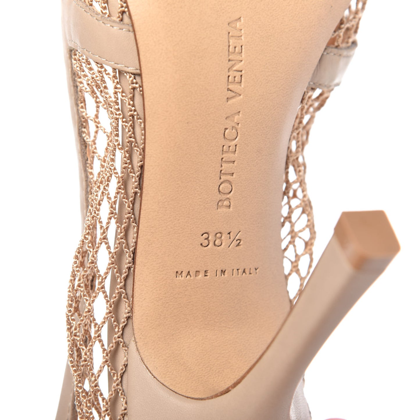 Mesh Calfskin Chain Stretch Pumps 38.5 Beige