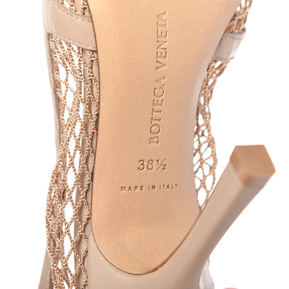 Bottega Veneta Mesh Calfskin Chain Stretch Pumps 38.5 Beige 9 of 10