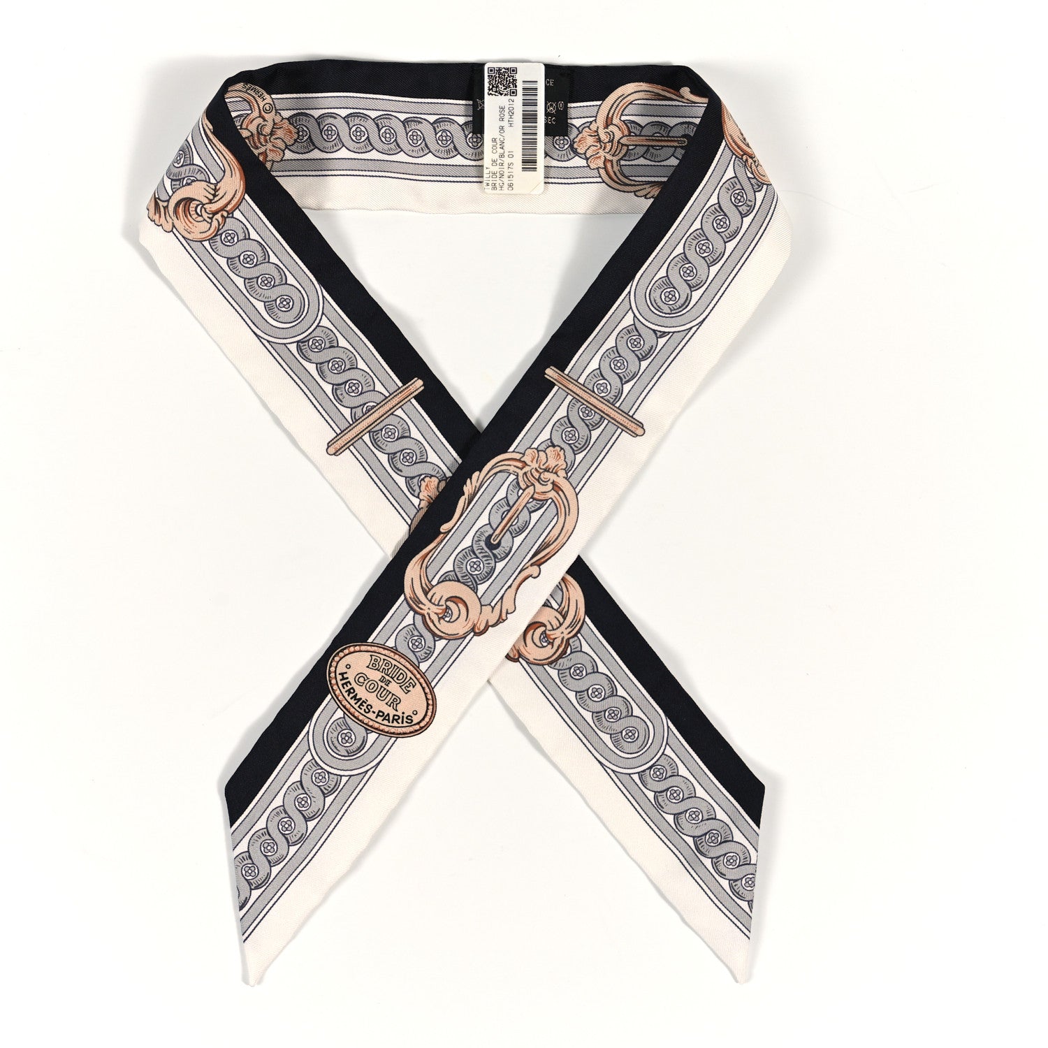 Hermes Silk Bride De Cour Twilly Black White Or Rose 1 of 3