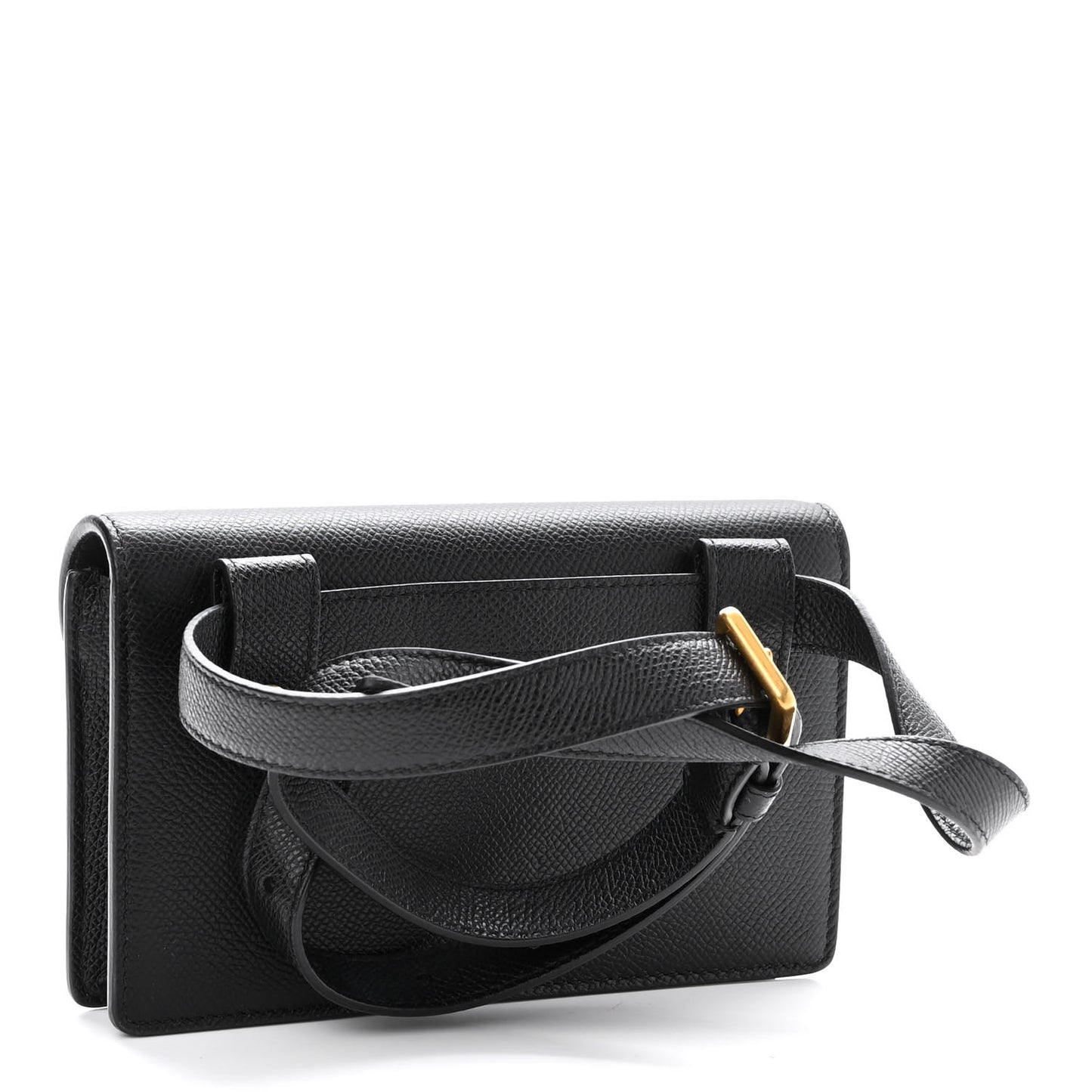 Grained Calfskin Saddle Belt Bag Black
