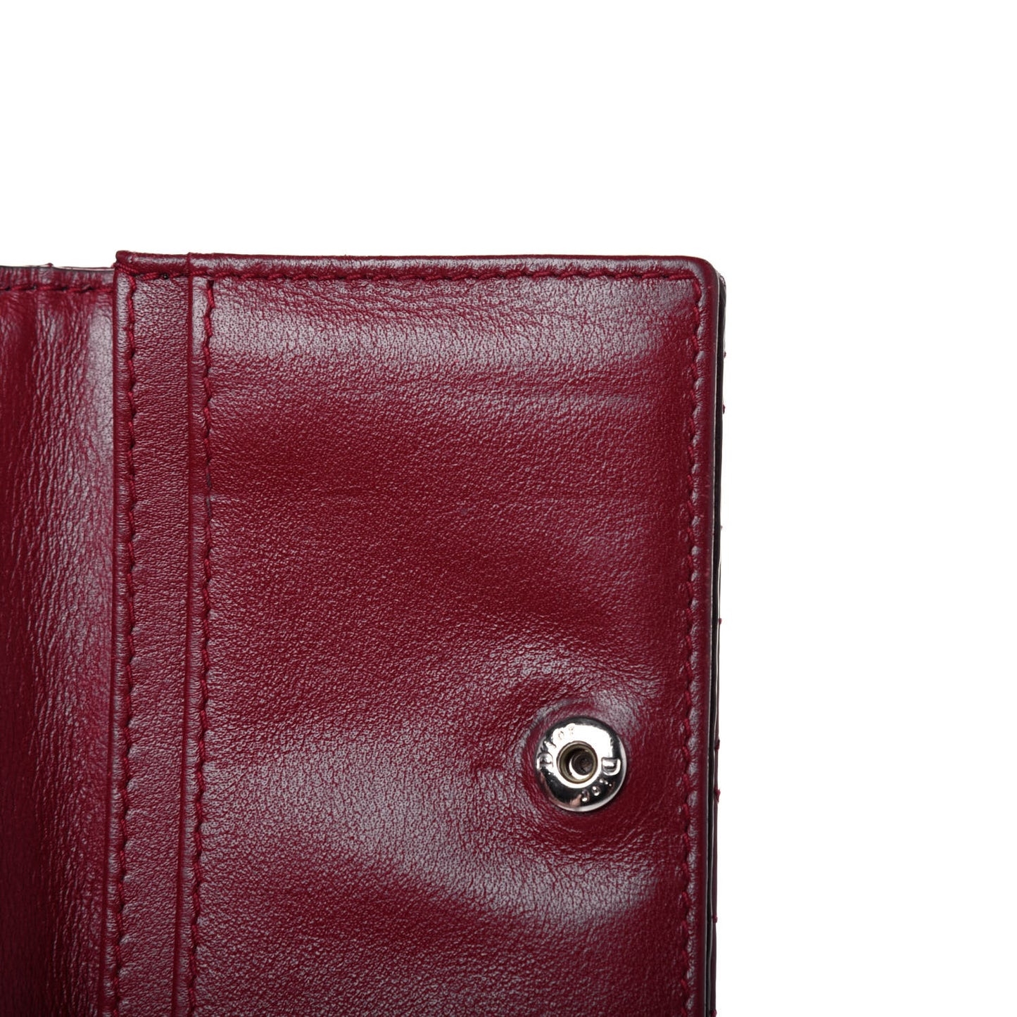 Patent Cannage Small Lady Dior Flap Card Holder Scarlet