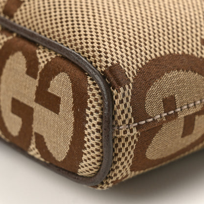 Gucci Monogram Jumbo GG Textured Dollar Calfskin Web Wristlet Messenger Bag Camel Ebony New Acero 8 of 8