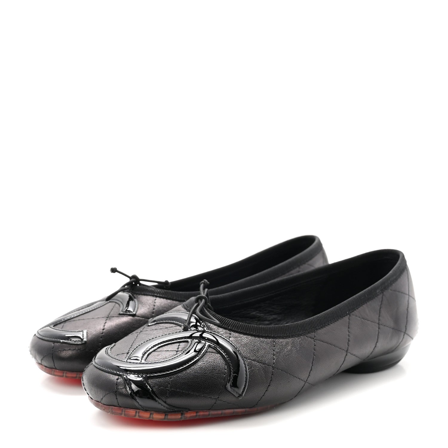 Chanel Lambskin Quilted Cambon Ballerina Flats 36 Black 4 of 9