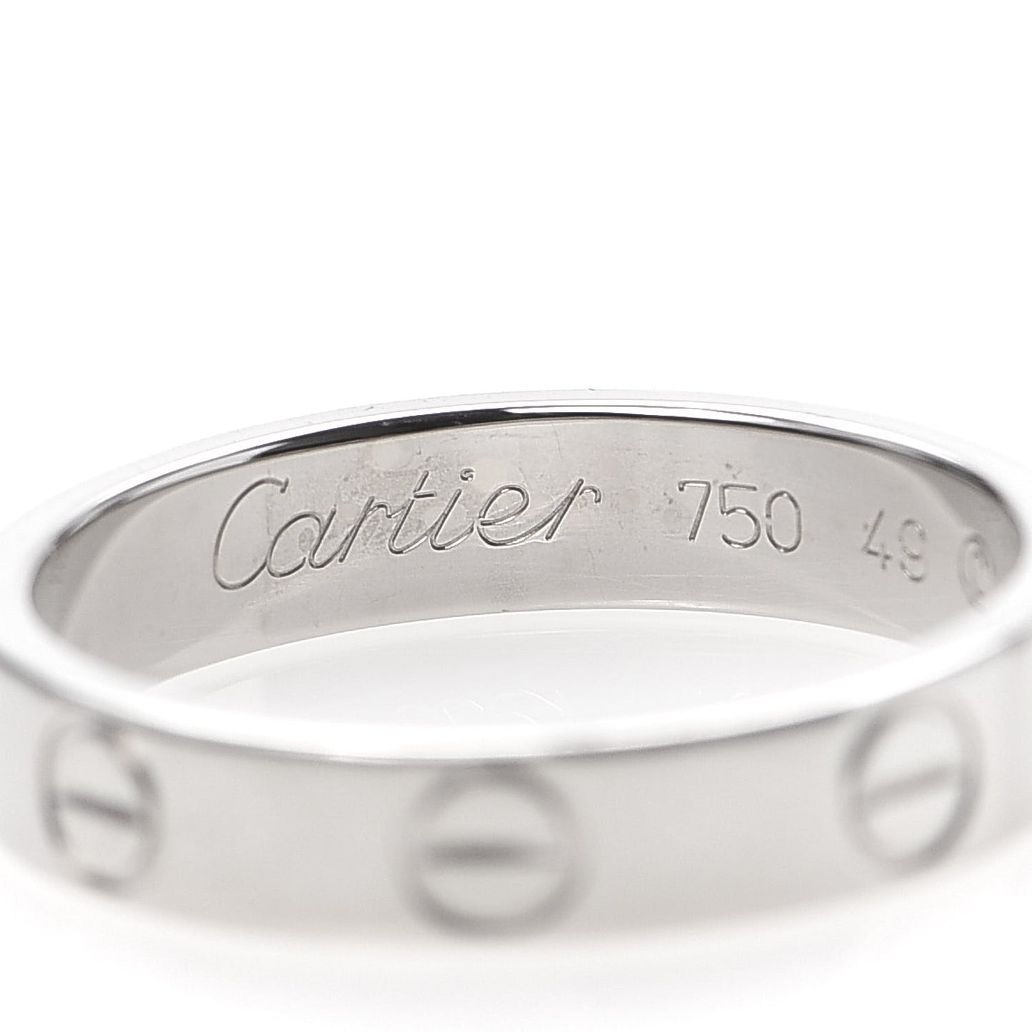 18K White Gold 3.5mm LOVE Wedding Band Ring 49 4.75