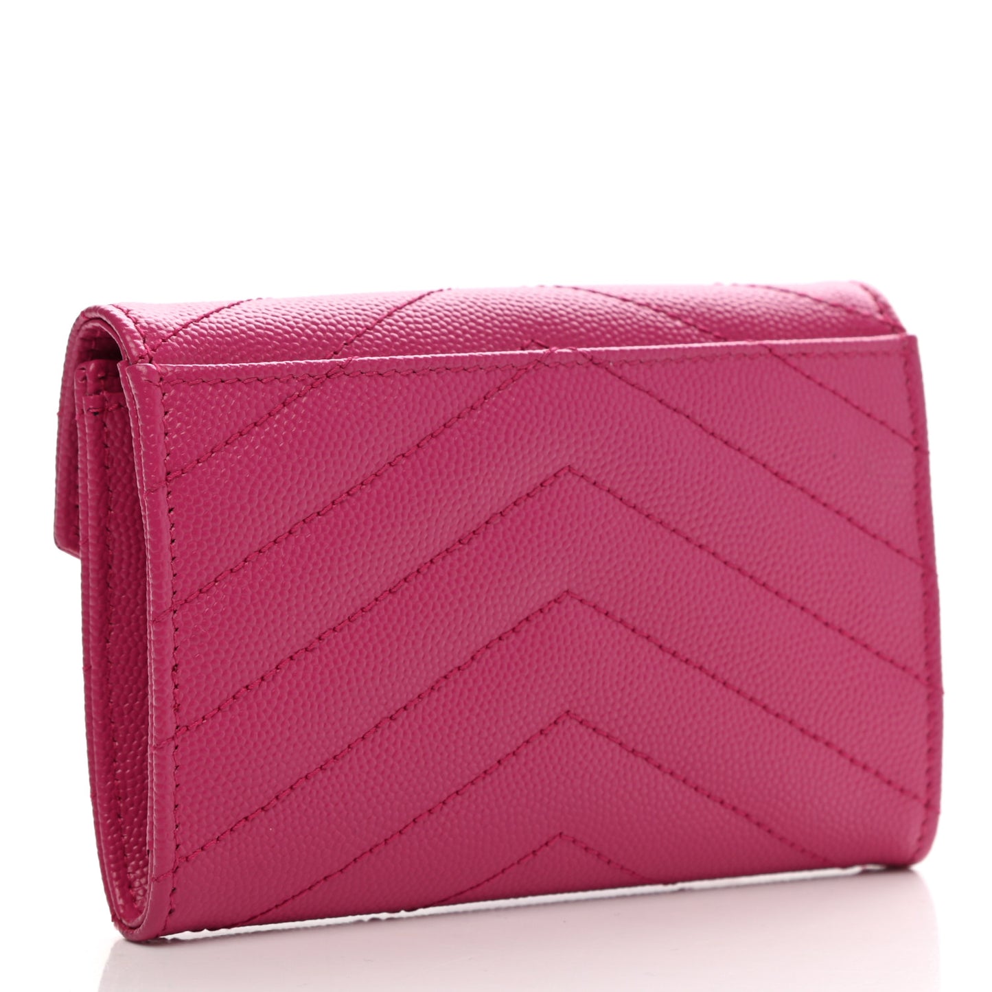 Grain De Poudre Matelasse Chevron Small Monogram Envelope Wallet Fuxia Couture
