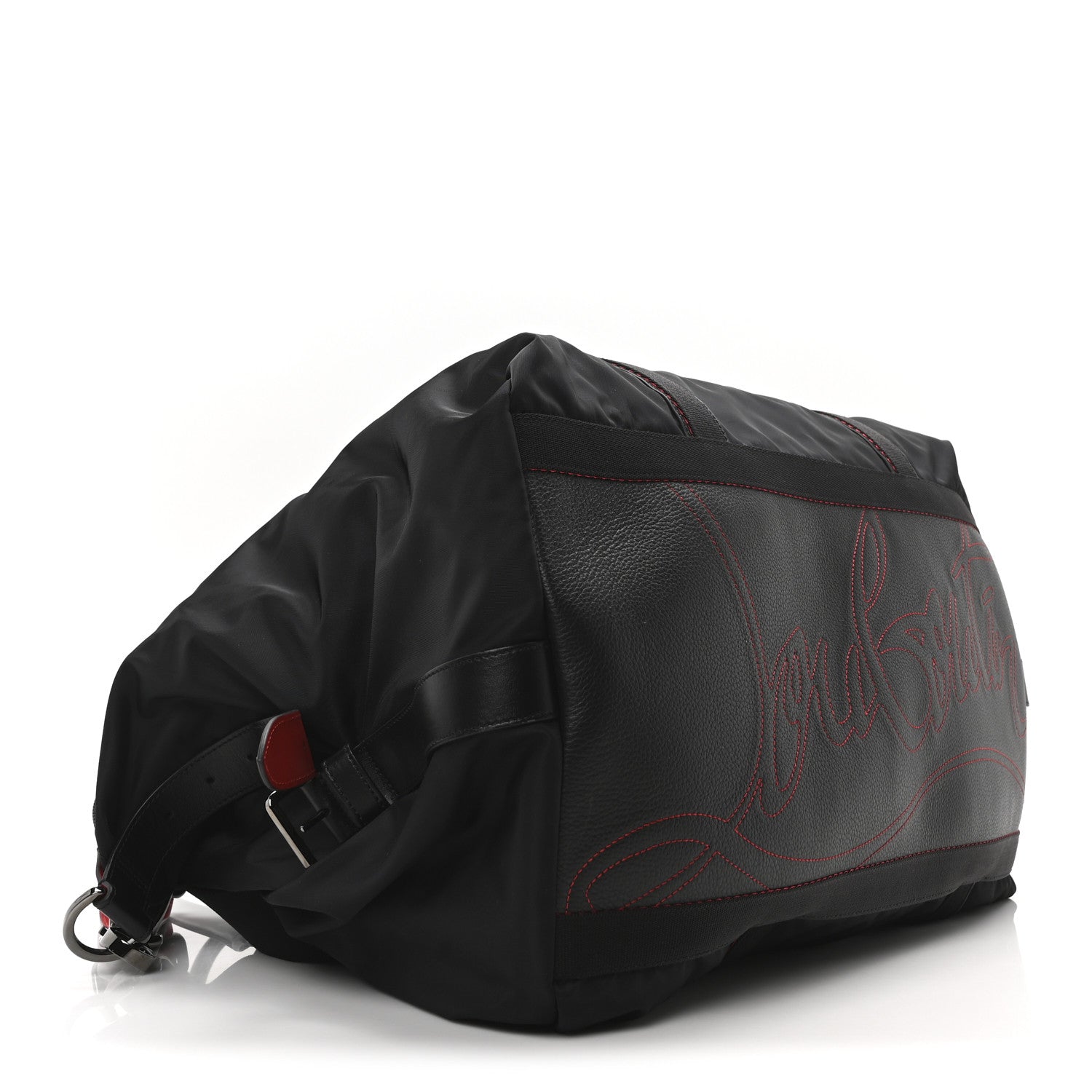 Christian Louboutin Nylon Calfskin Paris Loubcity Weekender Black Gunmetal 4 of 10