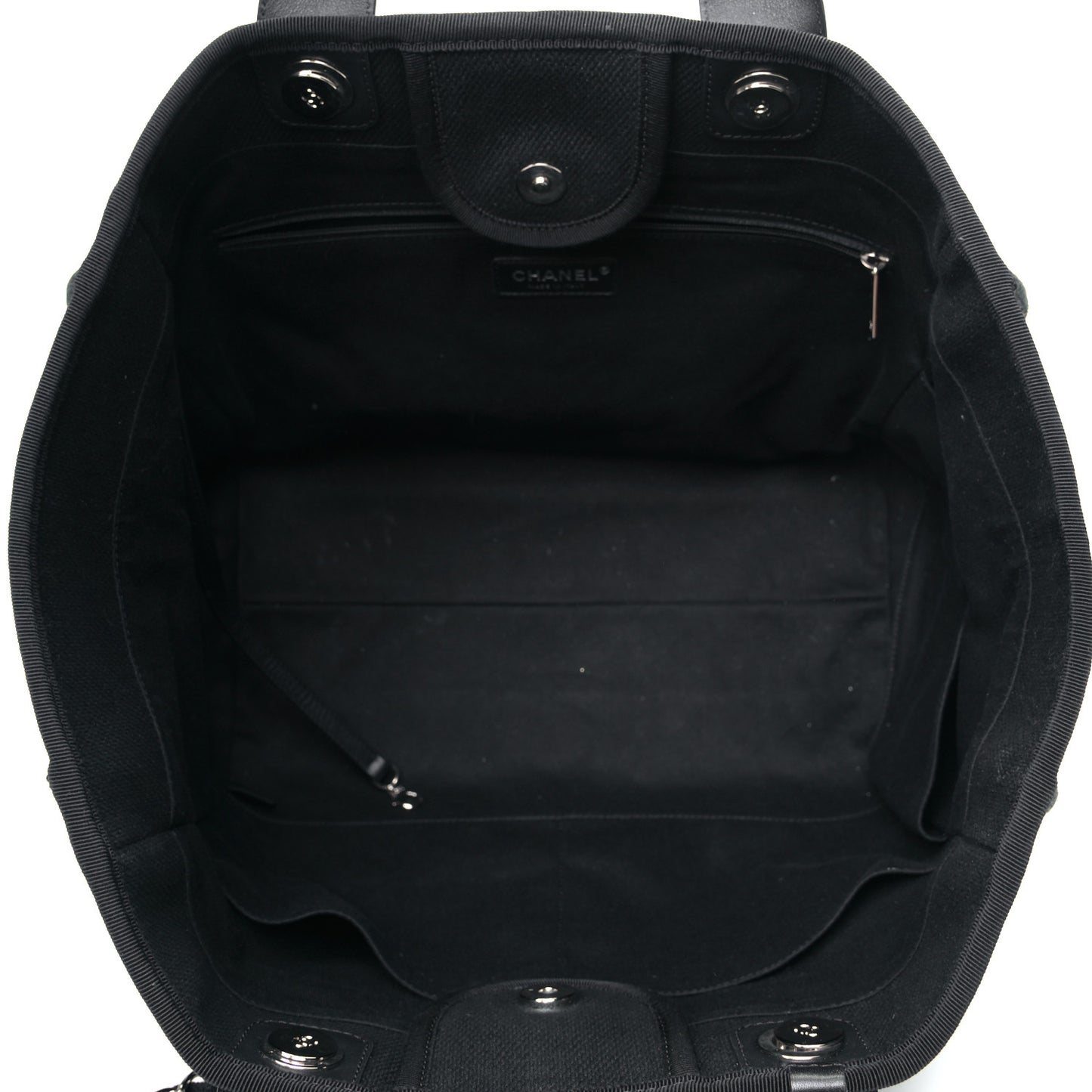 Canvas Pearl Medium Deauville Tote Black