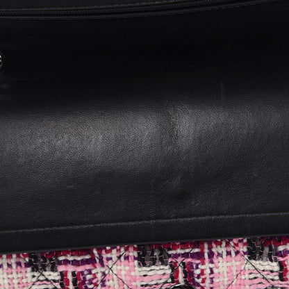 Chanel Tweed Quilted Medium Double Flap Pink Black 10 of 12