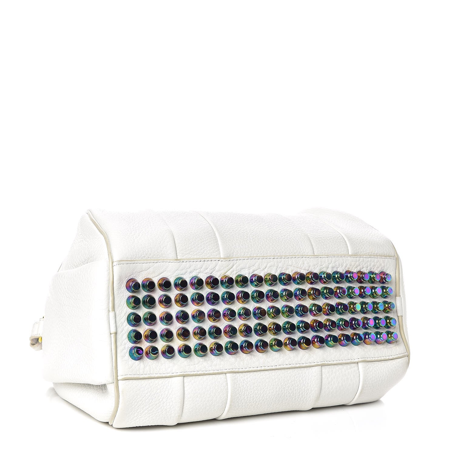 Alexander Wang Pebbled Lambskin Rocco Duffel White Iridescent