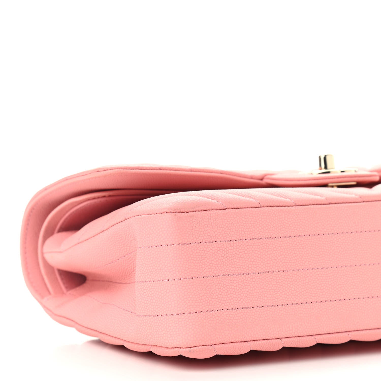 Chanel Caviar Flat Chevron Quilted Medium Double Flap Pink 10 of 11
