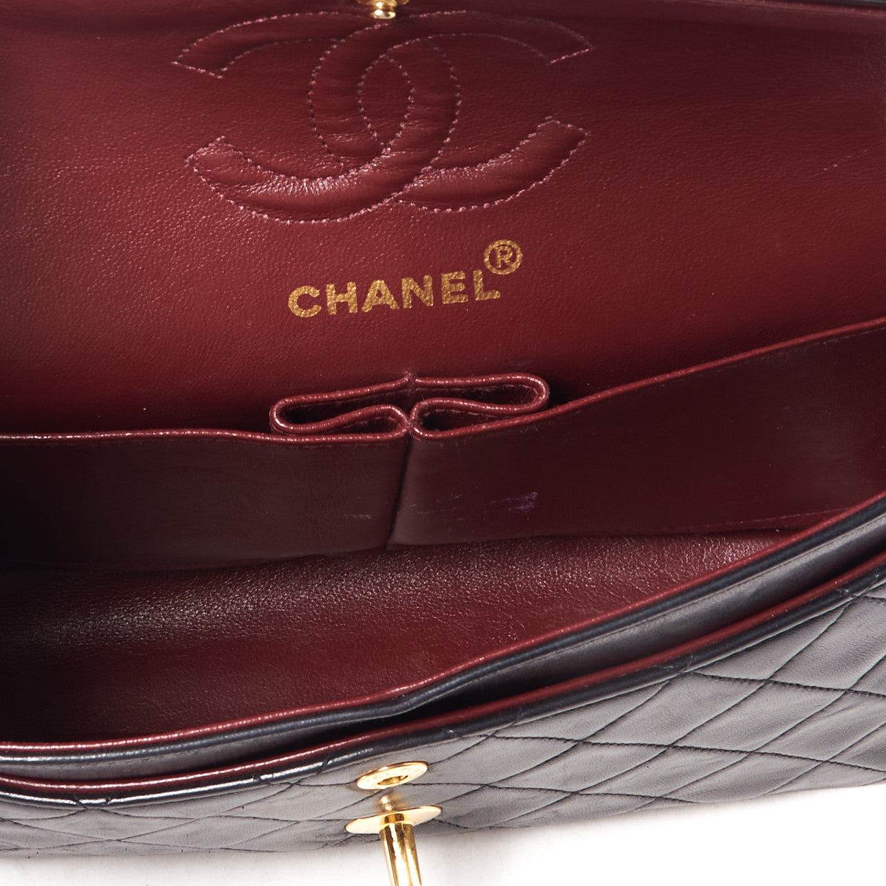 Lambskin Quilted Small Double Flap Black