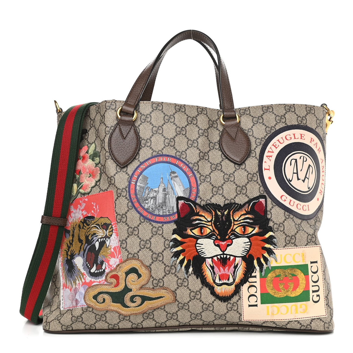 Soft GG Supreme Monogram Courrier Medium Crossbody Tote Beige New Acero