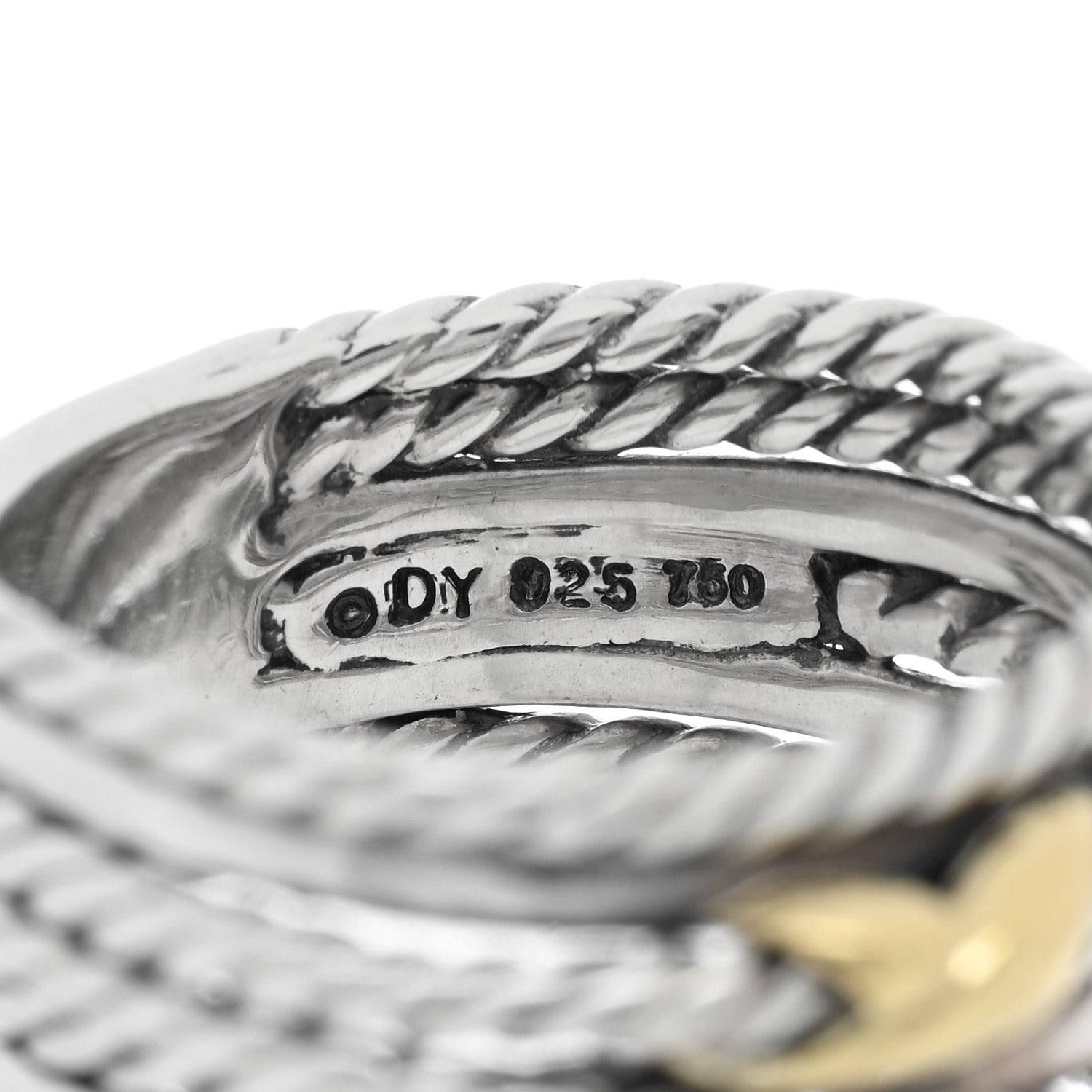 David Yurman Sterling Silver 18K Yellow Gold Double X Crossover Ring 55 7.25 4 of 4