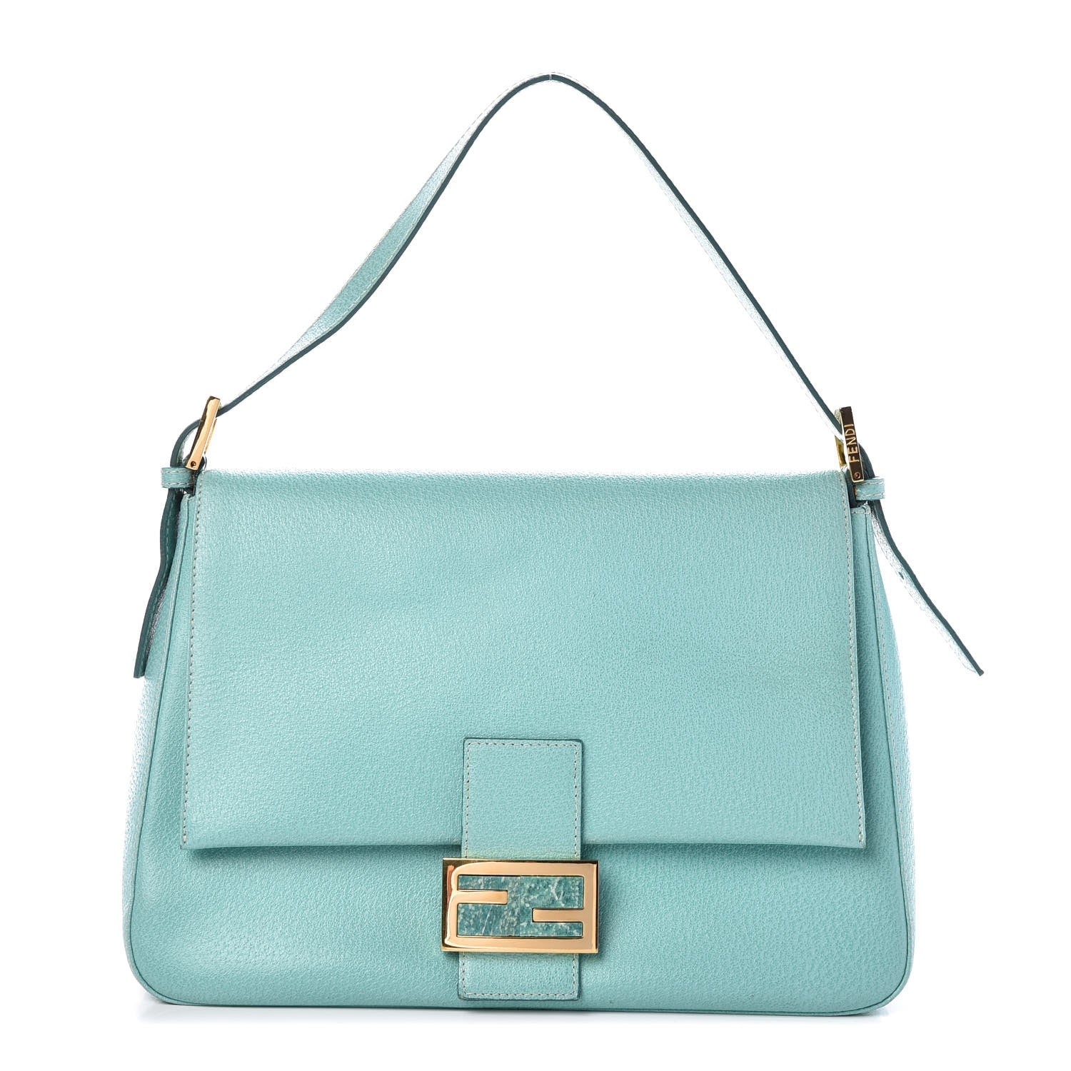 Fendi Leather Big Forever Mama Baguette Turquoise 1 of 6