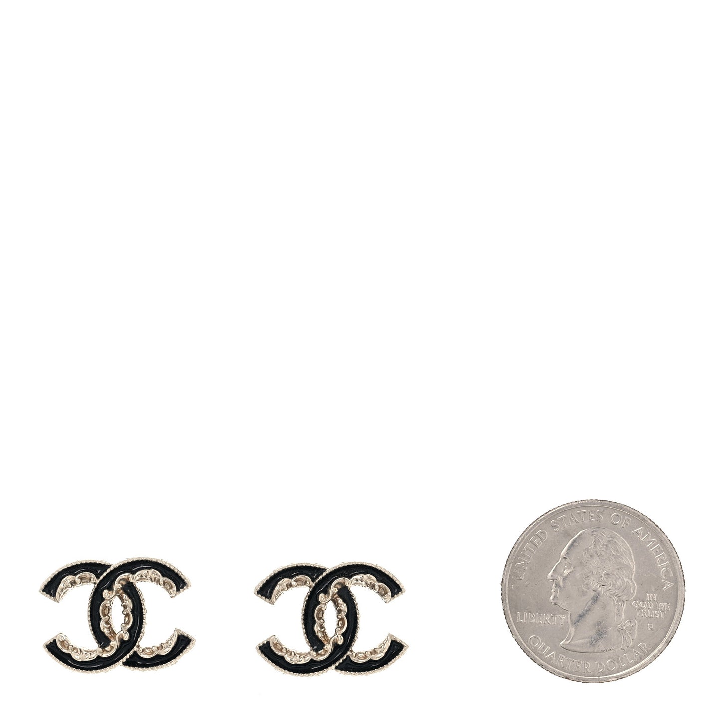 Enamel CC Baroque Earrings Black Gold