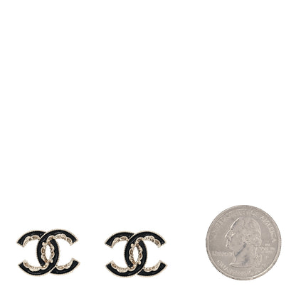 Chanel Enamel CC Baroque Earrings Black Gold 2 of 5
