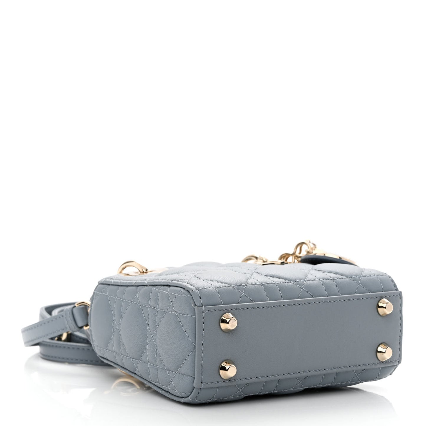 Lambskin Cannage Micro Lady Dior Cloud Gray