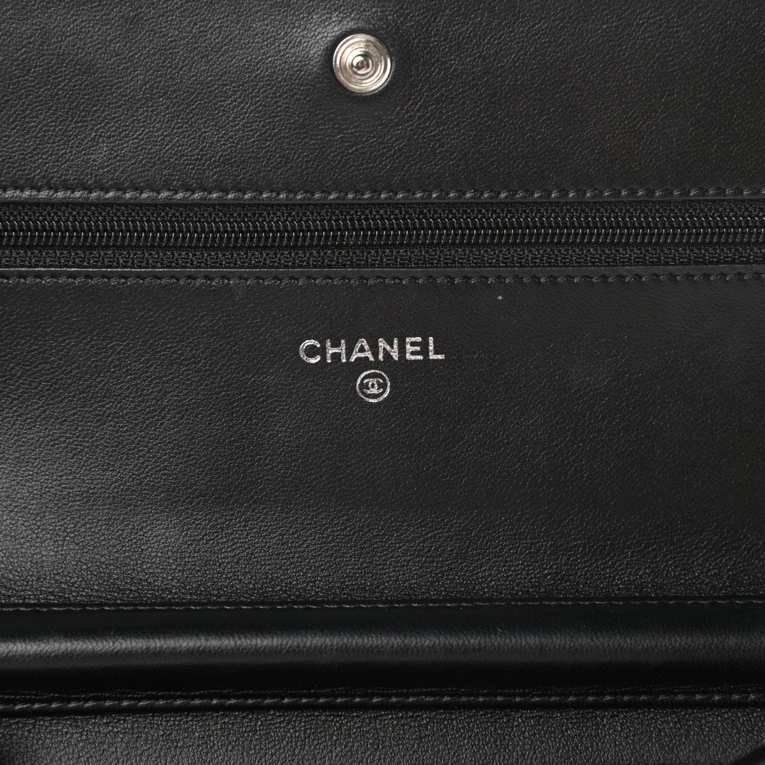 Chanel Lambskin Camellia Embossed Wallet on Chain WOC Black 6 of 13