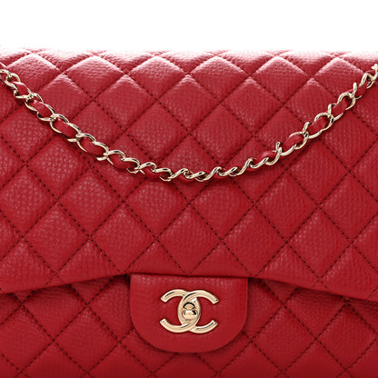 Chanel Metallized Calfskin Quilted Small XXL Travel Flap Bag Red 8 of 10