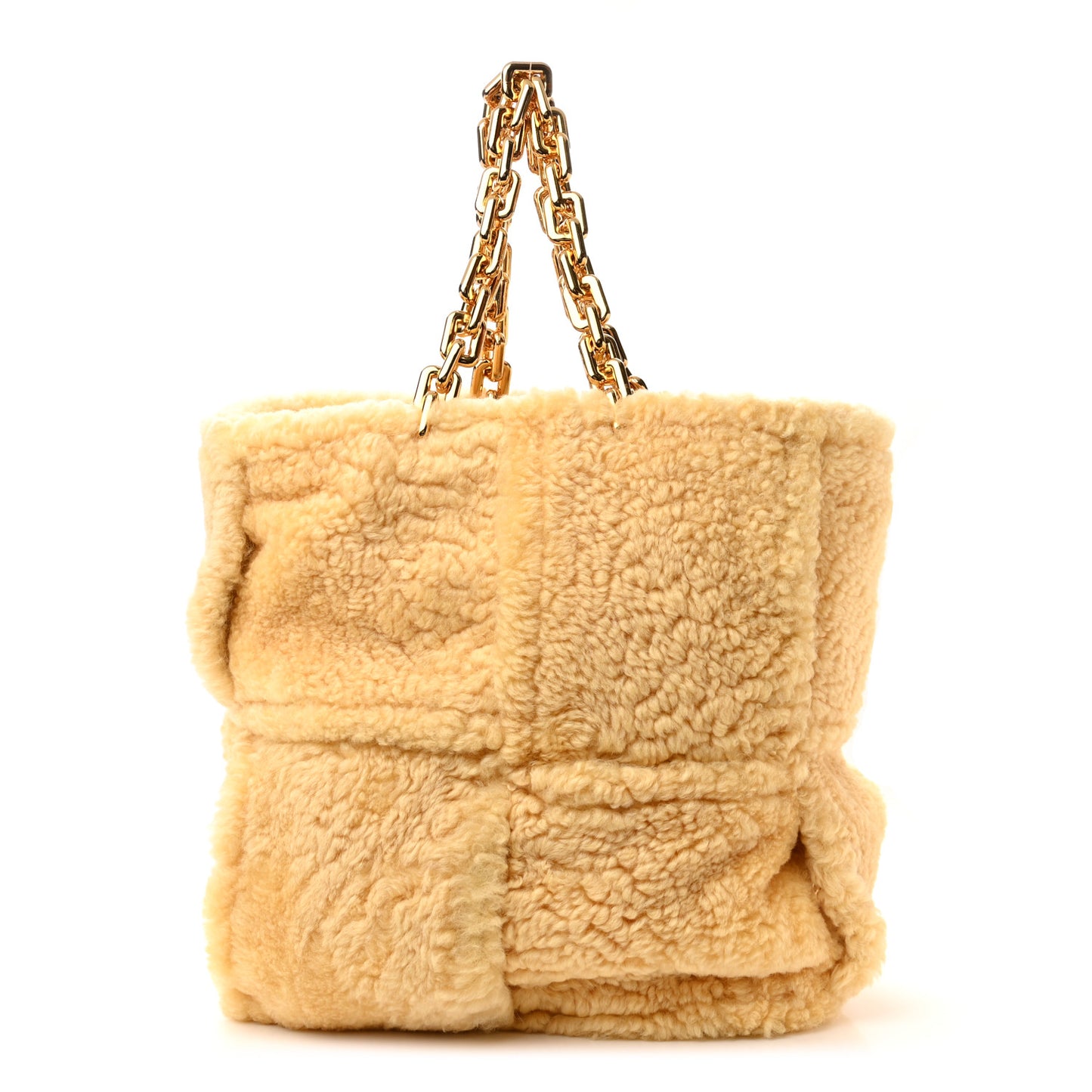 Shearling Intrecciato The Chain Tote Curry