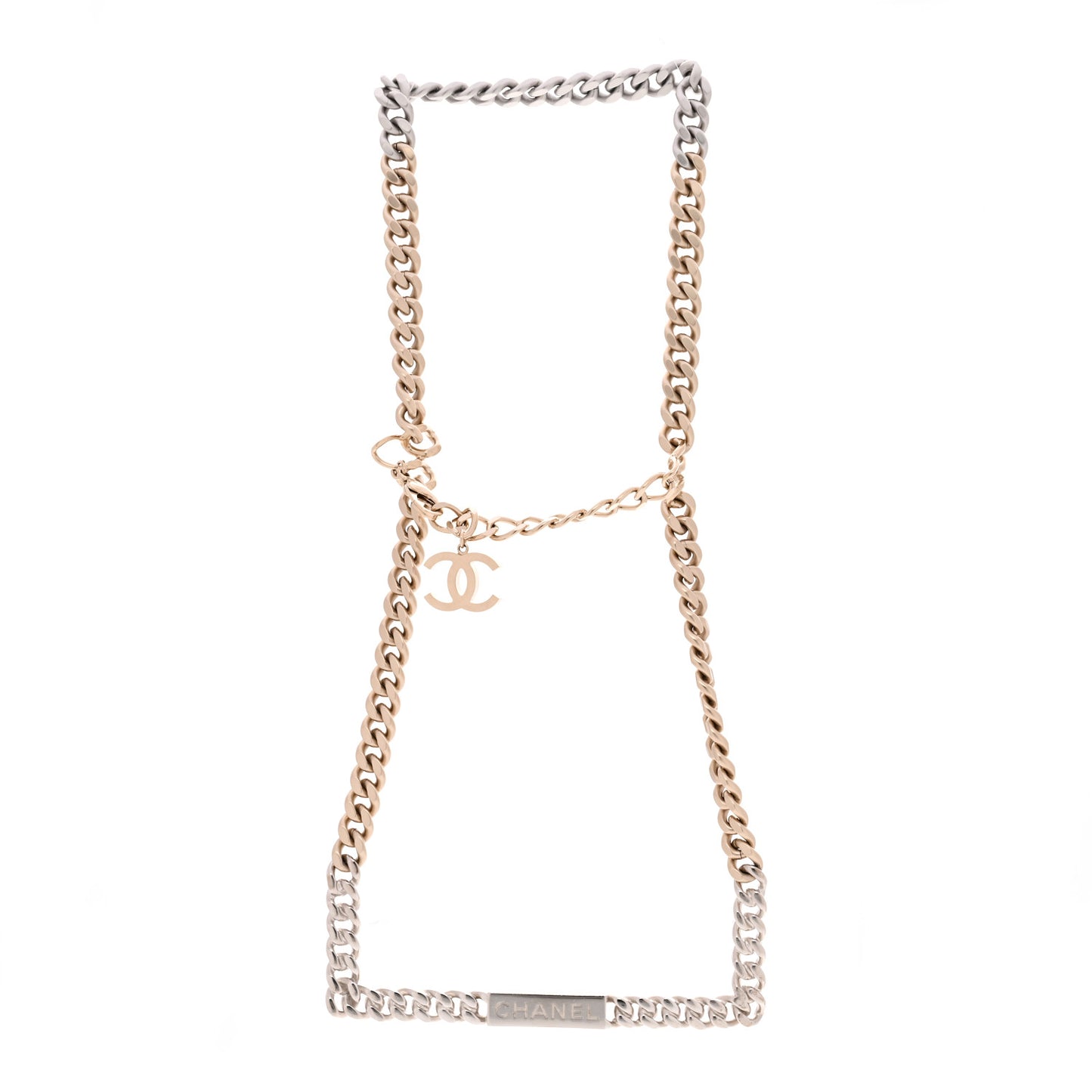 Oversized Chain Logo Short Necklace Silver Gold