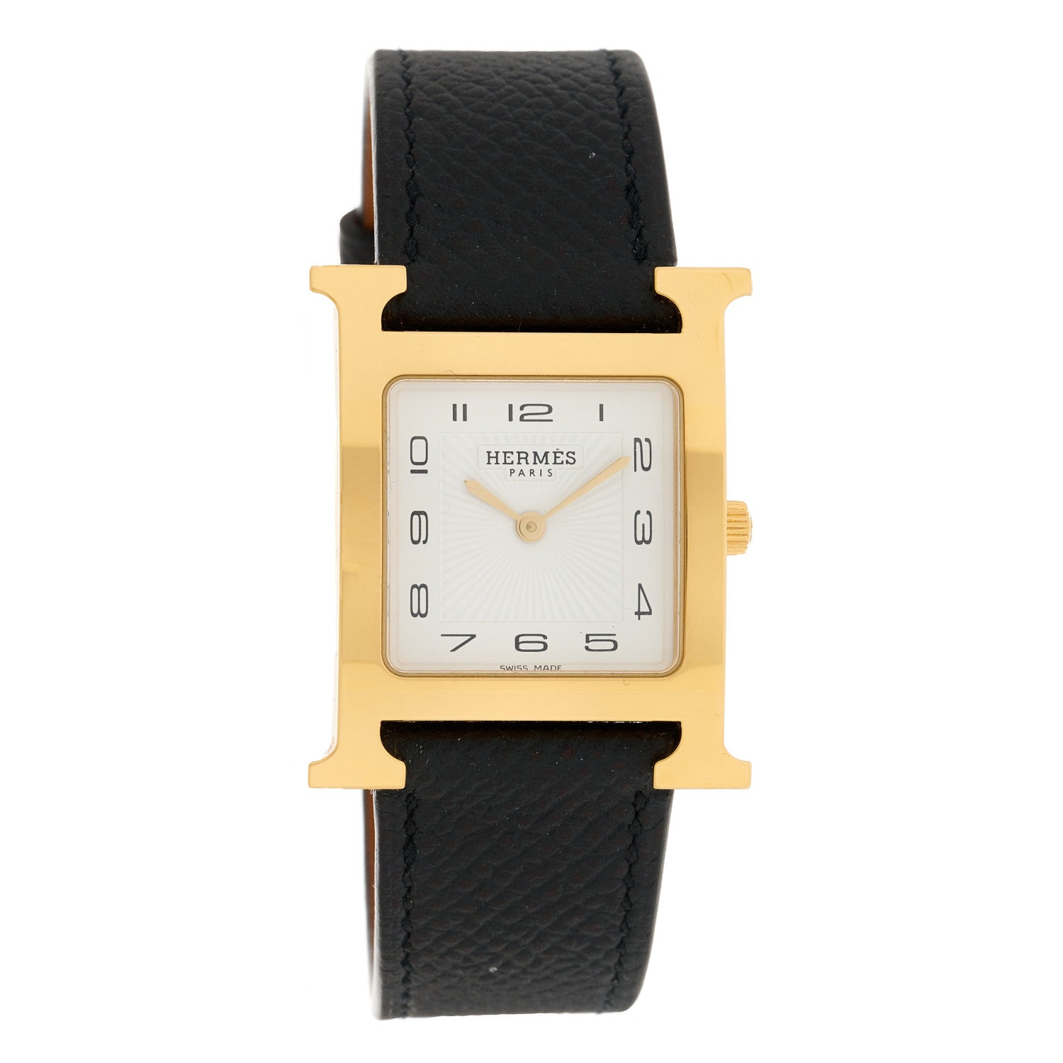 Hermes Stainless Steel Epsom 26mm Heure H Hour Quartz Watch Noir 1 of 4